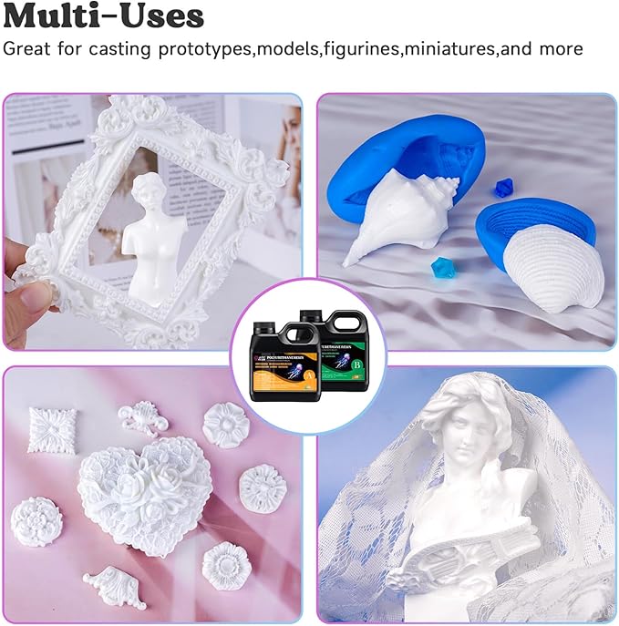 LET'S RESIN Polyurethane Resin, 60oz 2 Part Casting Resin, Fast Cured Resin within 10 Minutes, Ultra Low Viscosity & Low Odor Pourable Liquid Plastic for Casting Models, Prototypes & Other Resin Craft