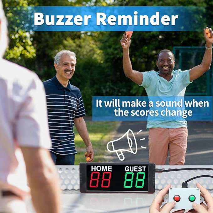 YZ Magnetic Battery Powered Cornhole Scoreboard,Portable Digital Scoreboard with Remote,Ping Pong Score Keeper with Buzzer,LED Electronic Scoreboard for Basketball/Baseball/Volleyball/Billiard Games