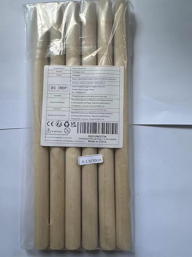 3/4 x 12 Wooden Dowels Wooden Sticks for Crafts, 6 PCS Macrame Wood Dowel Rods, Unfinished Hard Wood Sticks for Crafting, Arts and DIYers, Tiered Cake Support and Wedding Ribbon Wands