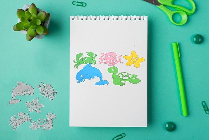 Metal Sea Animals Starfish Dolphin Crab Tortoise Cutting Dies, Ocean Octopus Die Cuts Embossing Stencils Template Mould for Card Scrapbooking and DIY Craft Album Paper Card Decor