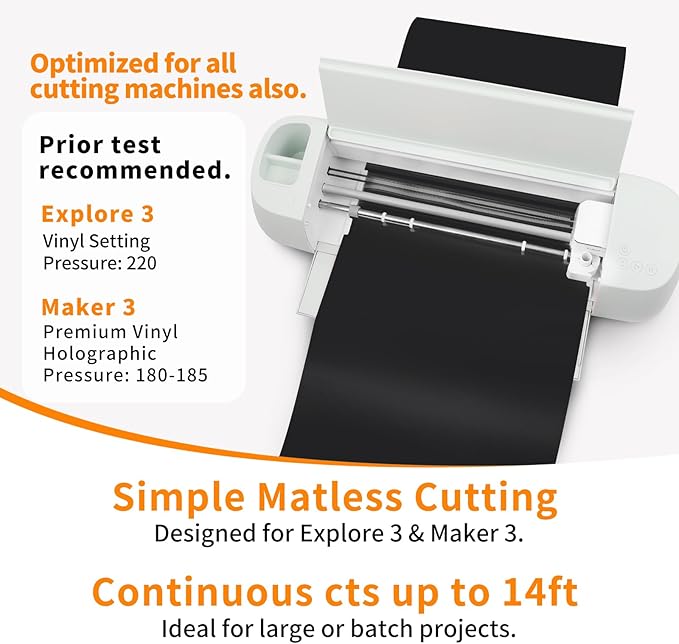 TECKWRAP Smart Permanent Vinyl, (13in x 14ft) - Adhesive Craft Vinyl - Matless Cutting & Easy to Apply for DIY Decal Projects with Maker 3 / Explore 3 Machines, Glossy White