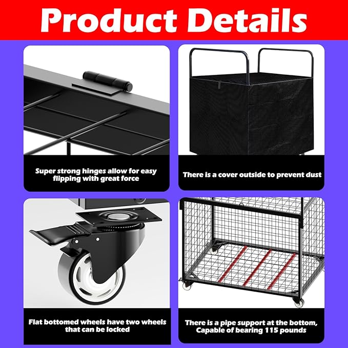 Ball Storage - 22.83" Basketball Cart With Wheels Garage Volleyball Storage Sport Equipment Holder Organizer For Indoor Outdoor,Metal Storage Rack For Playgroup,Gym And School
