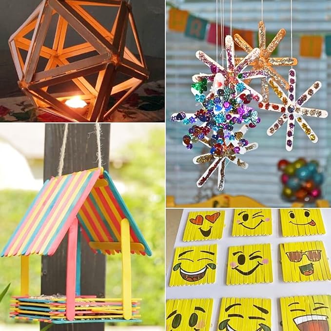 WISYOK 1000 Pcs Wooden Popsicle Sticks for Crafts, 4.5 Inch Wide Lollipop Sticks for Creative Designs or Kids Education, Home Art Projects