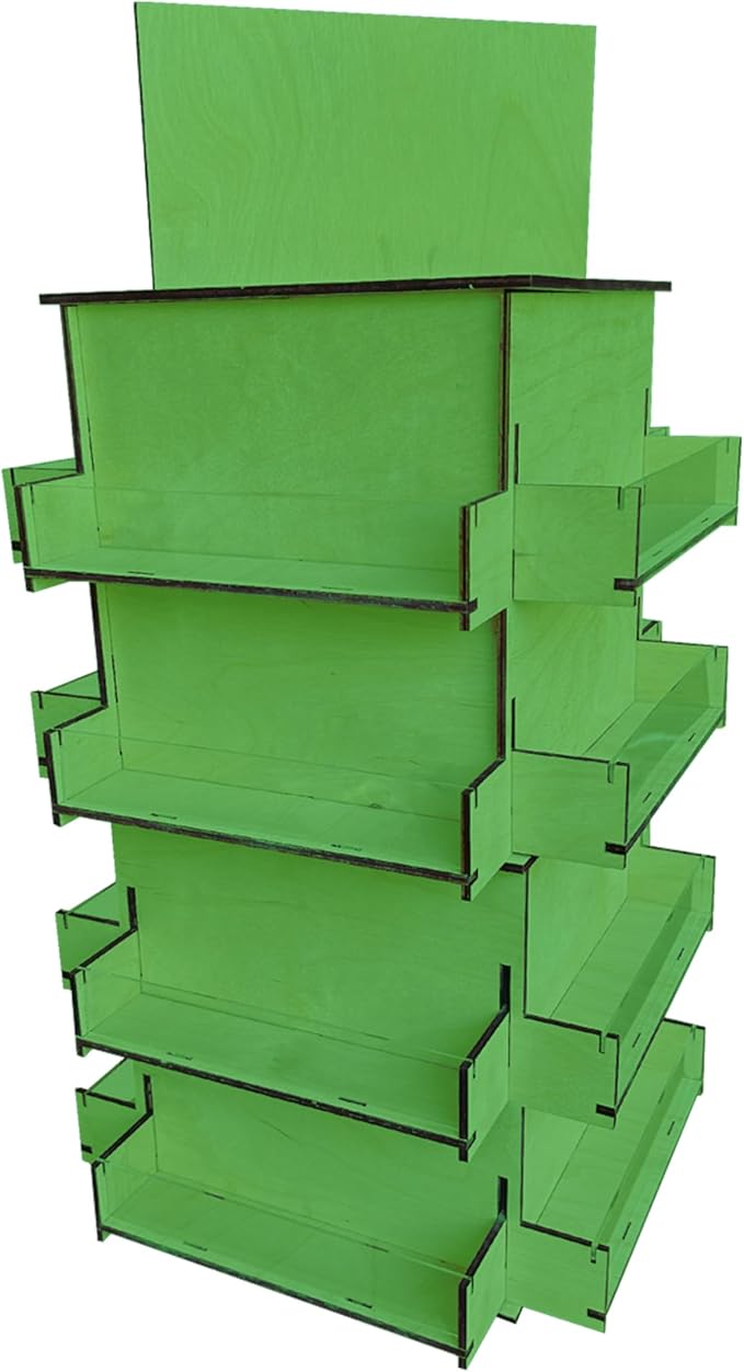 TORCHED DISPLAYS 4-Sided Rotating Display Stand - Craft Shows, Trade Shows, Markets - Small & Medium-Sized Items like Stickers, Postcards, Coasters, Note Pads, Napkins, Easy to Assemble (Green)