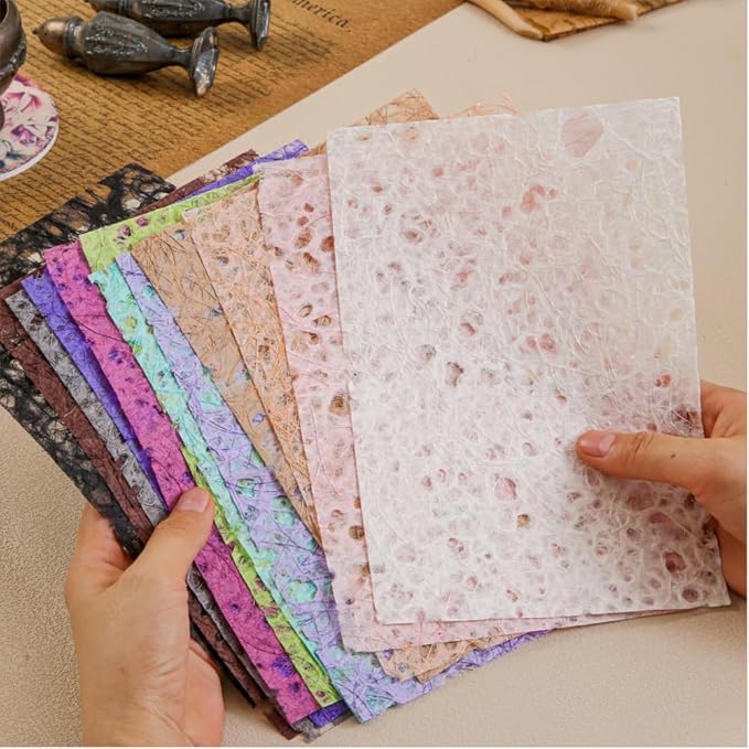 20 Sheets A5 Textured Mulberry Scrapbook Paper, Variety Colors for Scrapbooking, Junk Journals, Collage, Art Journaling, Card Making, DIY Paper Craft