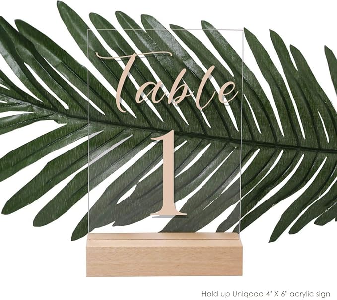 UNIQOOO 5 Pack 4" Wood Stands for Wedding Acrylic Sign, Wood Table Number Holders for 1/8 Thick Acrylic Sheets | Wedding Display Stands, Card Holder, Great for Bar Menu, Retail Sign, Party and Events