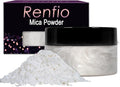 Renfio 100g Mica Powder Pigment Natural Fine Powdered Pigments Pearl Shimmer Epoxy Resin Dye for Painting Soap Making Slime Bath Bombs - Diamond White
