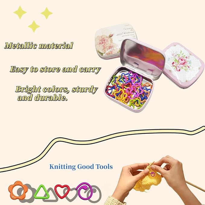 Metal Stitch Markers,Colorful Crochet Stitch Markers,Knitting Stitch Markers with Storage Case,Crochet Gift for Knitting Weaving Lovers (Star)