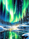 Aurora Stamped Cross Stitch Kits - Landscape Counted Cross Stitch Kits for Beginners Adults Needlepoint Cross-Stitch Patterns Dimensions Needlecrafts Embroidery Kits Arts and Crafts