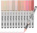 Skin Tone Acrylic Paint Pens,12 Color Paint Pens Markers,Brush Tip Paint Pens for Rock Painting Wood Glass Ceramic Canvas Stone DIY Crafts Making Art Supplies