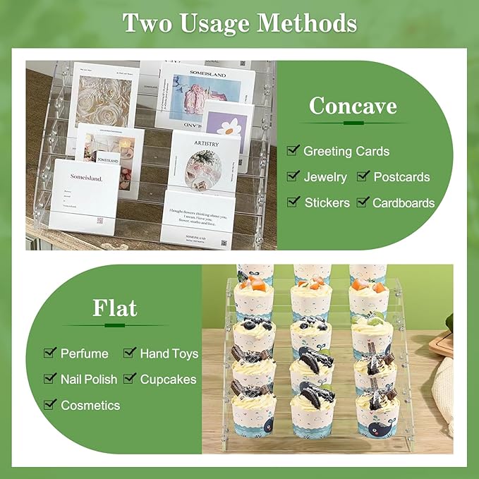 5 Tier Greeting Card Display Rack, Clear Acrylic Sticker Display Stand for Vendors Retail Display Photo Stand for Counter Tabletop Display Supplies