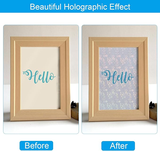 PATIKIL 11.7x8.3" Holographic Sticker Paper, 20Sheets A4 Polypropylene Self-Adhesive Transparent Waterproof Laminate Overlay Film for Photo Cards Scrapbook Decorations, Flower