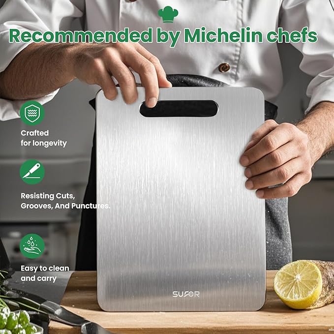 3 Pack Titanium Cutting Board,-100% Pure Titanium Cutting Boards For Kitche,Easy to clean, Double-sided food-grade Cutting Board For Cutting Meats, Fruits And Vegetables,M+L+XL