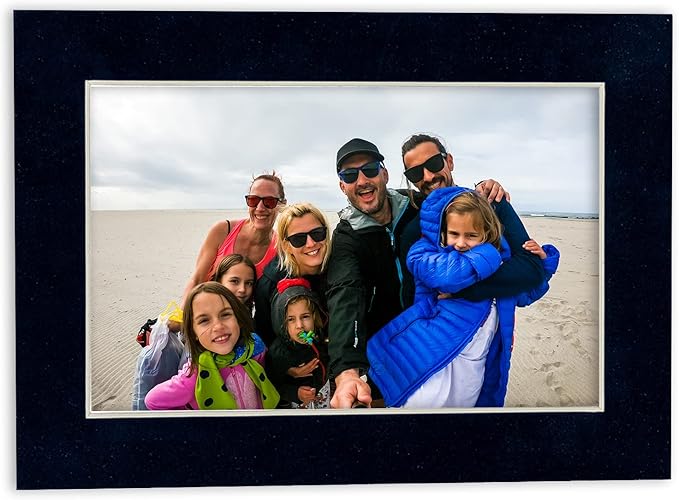 8.5x11 Mat Bevel Cut for 7x9 Photos - Acid Free Navy Suede Precut Matboard - For Pictures, Photos, Framing - 4-ply Thickness