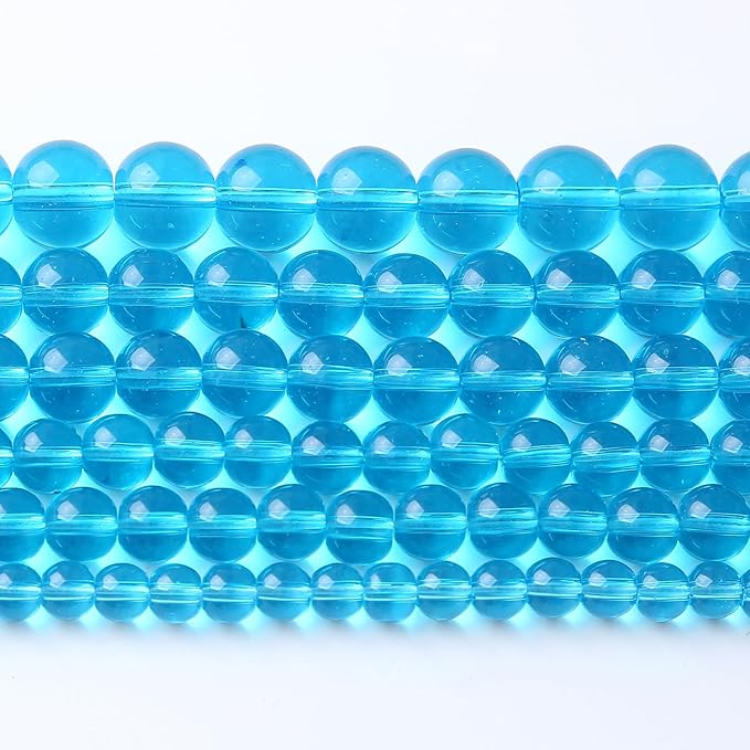 45pcs 8mm Topaz Blue Crystal Glass Beads Round Loose Spacer Beads for Jewelry Making DIY Bracelet Necklace Healing Power Stone