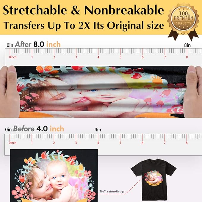 TransOurDream Tru-Iron on Heat Transfer Paper for Dark Fabric (15 Sheets, 8.5x11") T Shirt Transfers Paper for Inkjet Printer Printable Heat Transfer Vinyl for T-Shirts (TOD-7-15)