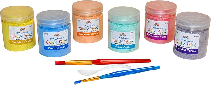 DIY Sidewalk Chalk Paint 6pk Kit - Non-Toxic, Washable Powdered Chalks - Simply Mix in Water and Use a Paintbrush to Create Colorful Artwork on the Sidewalk or Chalkboard, For Kids Ages 5+