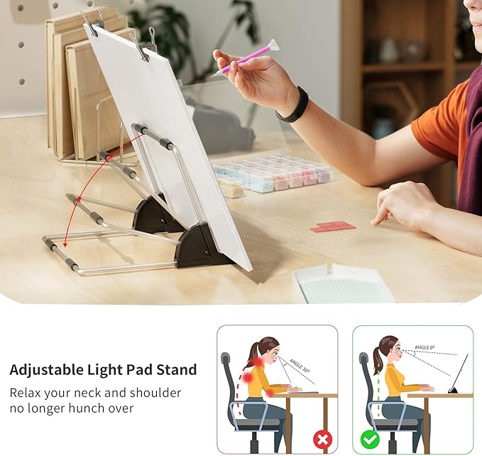 ARTDOT A4 LED Light Pad for Diamond Painting Kits for Adults, USB Powered Adjustable Brightness Diamond Art Light Board with Accessories