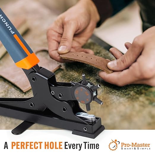 Desktop Leather Belt Hole Puncher Tool - Easier to Use Tabletop Design for Watch Band, Handbag Strap. Heavy Duty Carbon Steel, Precision 6 Sizes Hole Punch for Fabric, Crafts, Easy DIY