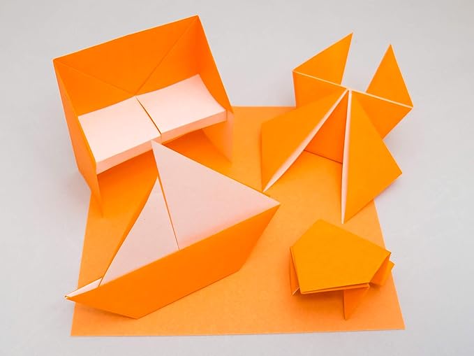 [Taro's Origami Studio] Standard 6 Inch One Sided 23 Colors 65 Sheets Square Easy Fold Premium Japanese Paper for Beginner (Gold and Silver Included)