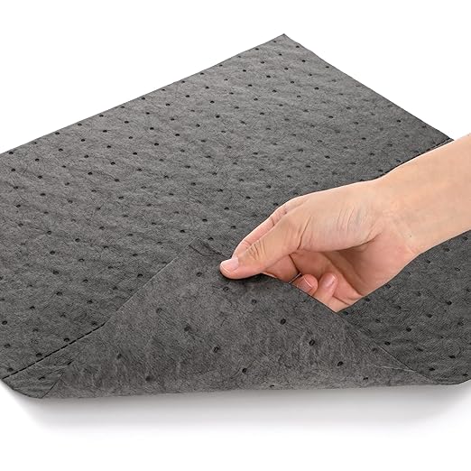 Okllen 50 Pcs Oil Absorbent Pads, 16"x18" Pigmats Spill Pads Dimpled Texture for Fast Spill Cleanup for Garage, Workshop & Industrial Use