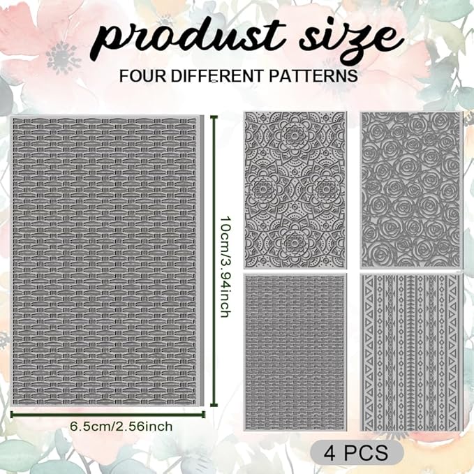 4PCS Polymer Clay Texture Sheets Set for Using with Clay Cutters, Boho Clay Texture Mats, Pottery Jewelry Making Kit DIY Creative Crafts Tools