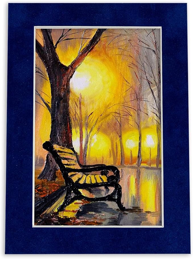 Poster Palooza 11x14 Mat Bevel Cut for 8.5x11 Photos - Acid Free Brooke Blue Suede Precut Matboard - For Pictures, Photos, Framing - 4-ply Thickness