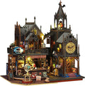DIY Book Nook Kit - DIY Miniature Dolls House Kit with Furniture and LED Light, 3D Puzzle Wooden Art Bookends, Model Kits for Adults to Build (Holo Demon City)