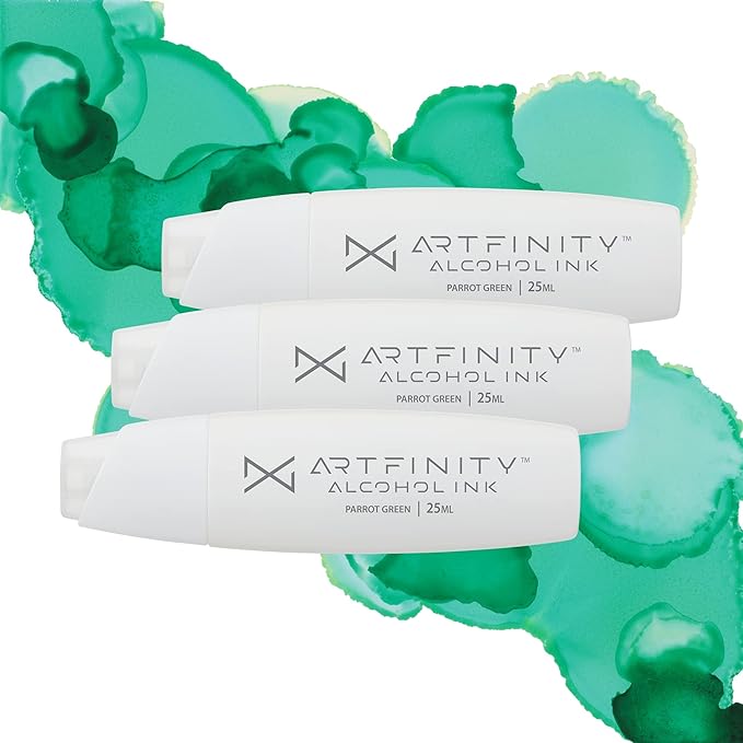 Alcohol Inks 3 Pack - Vibrant, Professional, Dye-Based Alcohol Inks for Artfinity Alcohol Markers, Artists, Drawing, & More! - Parrot Green BG3-5