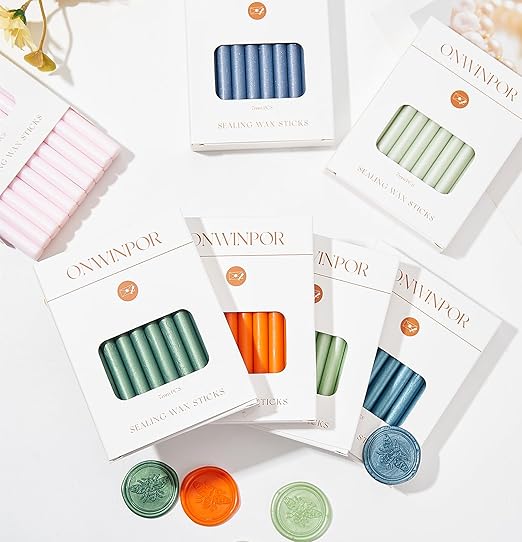 Fruit Green Wax Seal Sticks, ONWINPOR 20pcs Glue Gun Waxing Sealing Sticks for Waxseal Stamp, Mini Sealing Waxs Sticks Suit for 0.28''Glue Gun (Fruit Green)