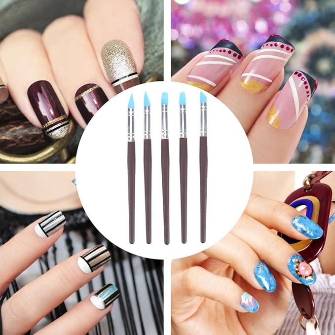 BESTonZON 5pcs Artist Paint Brush Set Silicon Brushes for Painting Masking Fluid Clay Molding, Silicone Sculpting Tools Clay Carving Tools Paint Color Silicone Brush Matching Tool for DIY Handicraft