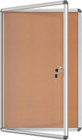 36"x24" Enclosed Bulletin Board, Lockable Weather-Resistant Aluminum Cork Noticeboard for School & Office, Silver Frame w/Cork