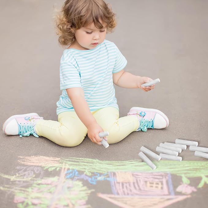 40 Pcs Sidewalk Chalks for Kids Non Toxic Jumbo Chalk for Party Gift Outdoor Art Classroom Play Painting (White)