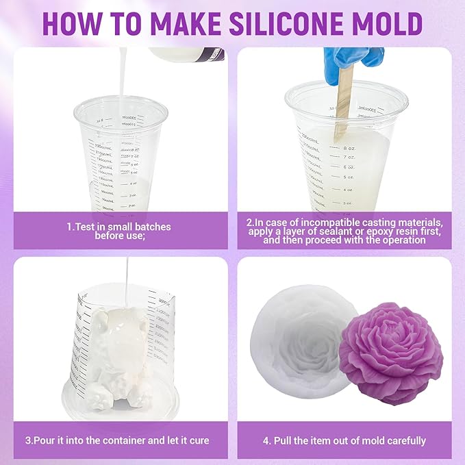 66oz Silicone Mold Making Kit - 1:1 Platinum Silicone Rubber for Casting Resin Molds, Jewelry Molds, Crafts – 15A Medium Hardness, Easy for Beginners & Pros Crafters