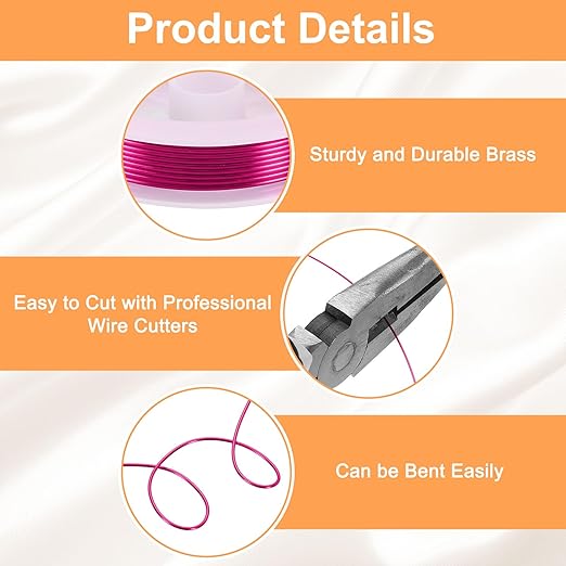 HARFINGTON 5ft Jewelry Wire, 18 Gauge (1mm) Brass Craft Soft Metal Tarnish Resistant Copper Beading Wire for Jewelry Making Supplies Crafting, Rose Red
