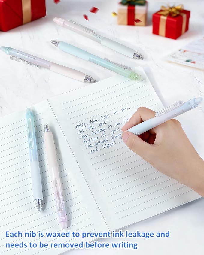 Solati Erasable Pens, 6 Pack Fine Point 0.5mm Black Erasable Gel Pens with 360°Rotating Erasers, Make Mistakes Disappear, Comfort Grip for Drawing, Writing, Planning, and Crossword Puzzles (Blue Ink)
