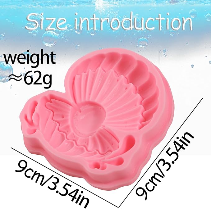 1 Pcs Pearl Shell Cake Decoration Silicone Mold, Cute Ocean Theme Candy Fondant Mold, Suitable for Kitchen Baking Chocolate Biscuit Making, Flower Paste Resin Pendant Clay