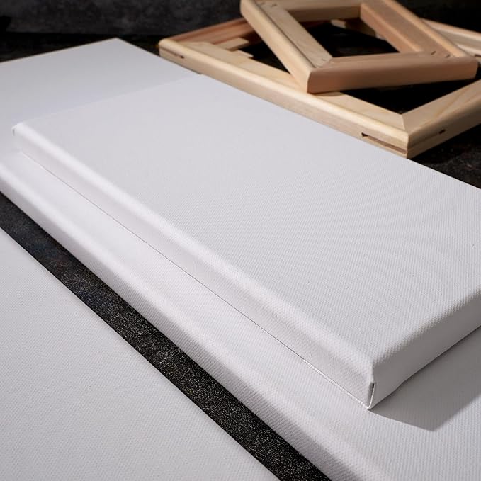 PHOENIX 8x24 Inch 3 Pack Artist Canvas - Long Skinny Stretched Canvases for Painting - 3/4 Inch Profile, 100% Cotton 11 Oz. Gesso Primed White Blank Professional Canvas Oil & Acrylic Paints