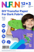 NuFun Activities Inkjet Printable Iron-On Heat Tshirt Transfer Paper 11x17 (12, Dark Fabrics)
