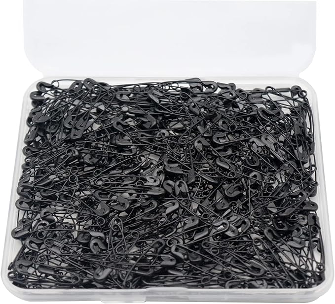 500PCS Safety Pins, 0.75Inch/19mm Small Safety pins, Rust Resistant Nickel Plated Steel Set for Crafting, Sewing, Rimming Fastening Clip Button for Garment Hang Tag (Black)
