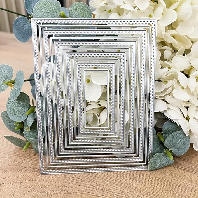 Lapoo Flowers Metal Cutting Die for Scrapbooking - Durable, Cut Stencils for DIY Scrapbook Photo Album Decorative Paper Card, Card Making Supplies (Multiple Dotted Rectangle Boxes 5.5 x 3.9 in)