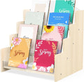 4-Tier Wooden Greeting Card Display Stand, Acrylic Brochure Holder for Retail Counter, Craft Fairs Photo Picture Postcard Organizer Rack, Space-Saving Desktop Display