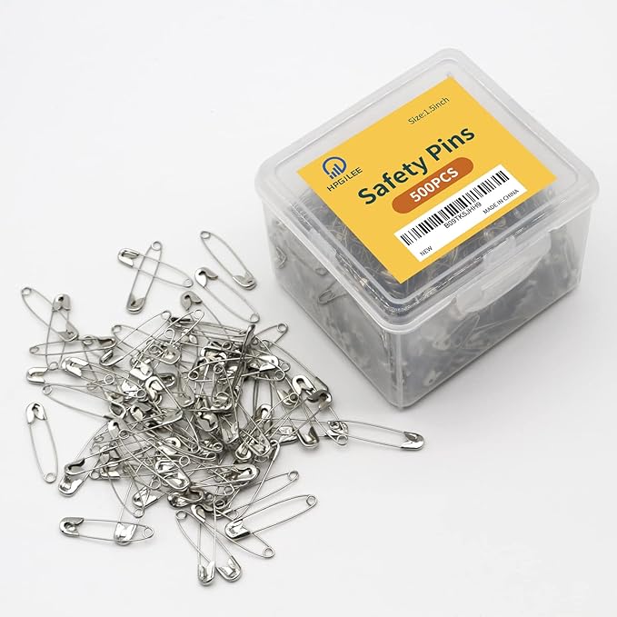 500Pcs Assorted, 1.5 Inch Rust-Resistant Steel Wire Silver Sewing Pins, Large for Clothes Crafts Use