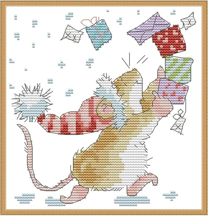 CROSSDECOR Stamped Cross Stitch Kits 11CT 9.5X9.5 inch Pre-Printed Cross-Stitching Starter Patterns for Beginner Kids or Adults, Embroidery Needlepoint Kits