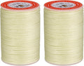 uxcell Round Leather Sewing Waxed Thread, 55m / 60 Yards Polyester Wax String, 0.80mm Wax Stitching Cord for Leather Crafts, Bookbinding, Bracelets Braided, Beige, 2pcs