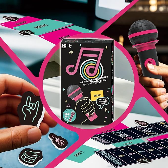 Grab The Mic Game,Hilarious Karaoke Party Card Game for 2-10 Players, Perfect for Game Night & Gatherings