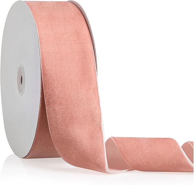 2" X 20 Yards Rose Gold Velvet Ribbon for Christmas Tree Wreath Decoration Handmade Crafts Ornaments Gift Wrapping & Bow Making