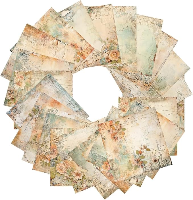 24 Sheets Decorative Scrapbooking Paper Pad 6x6 Craft Paper Single-Side Card Making Supplies for Junk Journal, Origami, Holiday Journaling