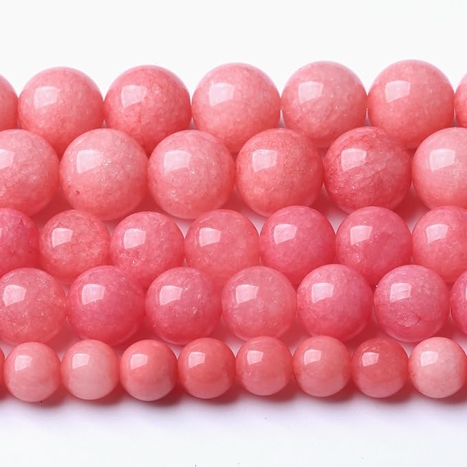 6MM Pink Rhodonite Jade Chalcedony Beads Natural Gemstone Beads Round Loose Beads for Jewelry and Bracelets Making 120pcs 2 Strands 32"