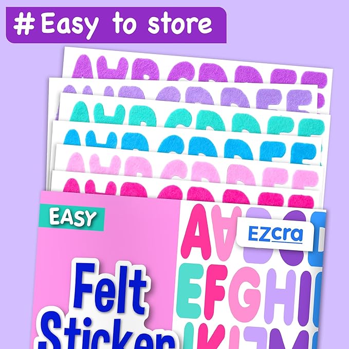 EZCRA Felt Alphabet Stickers, Large Self-Adhesive A-Z Puffy Letters for Kids Ages 3-5 – Classroom, Preschool, Homeschool DIY, Scrapbooking, 260+ Pieces